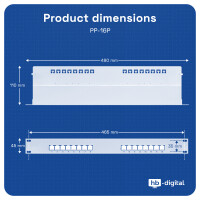 Panneau De Brassage 19" 1U Vide 16 Ports - Waytex 37226, Pour Rack, Montage Embases RJ45
