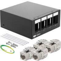Patchpanel 4 port with 4 x Keystone module Cat 7 1