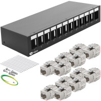 Patchpanel 12 Port mit 12 x Keystone Modul Cat 7 RJ45 1