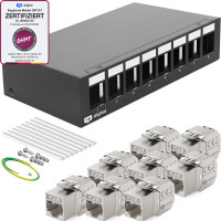 Patchpanel 8 port with 8 x Keystone module Cat 8 RJ45 1