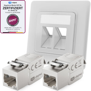 Network socket with 2 x Keystone module CAT 6a RJ45...