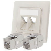 Network socket with Keystone module CAT 7 RJ45 flush-mounted Colours and number of Keystone ports to choose from