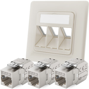 Netzwerkdose mit 3 x Keystone Modul CAT 7 RJ45 Unterputz...