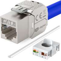 Network socket with 1 x Keystone module CAT 8 RJ45 flush-mou