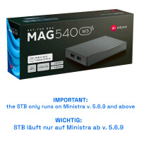 Rückläufer MAG 540w3 IPTV Set Top Box 1GB RAM 4K HEVC H 265 Unterstützung Linux WLAN integriert