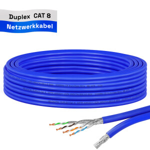 5m - 500m Ethernet cable CAT 8 LAN cable max. 2000 MHz S/FTP AWG22 LSZH blue