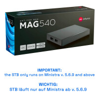 Rückläufer MAG 540 IPTV Set Top Box 1GB RAM 4K HEVC H 265 Unterstützung Linux