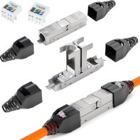 Network cable connector LSA connection LAN cable connector CAT 7 with bend relief, tool-free