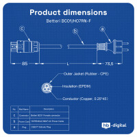 5m Anschlusskabel Betteri BC01 auf Schuko für Microwechselrichter 3 x 2,5 mm² H07RN-F Gummikabel