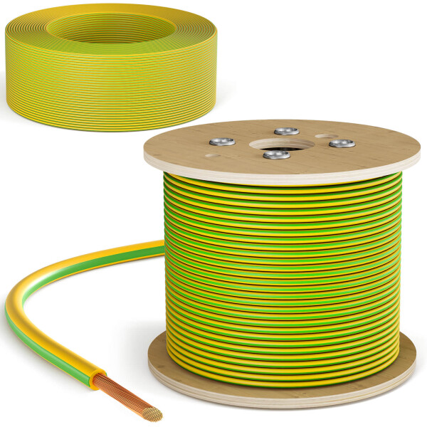 5m - 500m PVC Aderleitung H07V-K Erdungskabel 6mm2 flexibel für PV Anlagen Verdrahtungsleitung 6mm2 grün-gelb
