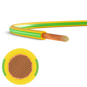 5m - 500m PVC core cable H07V-K earthing cable 6mm2 flexible for PV systems green-yellow
