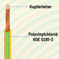 500m PVC Aderleitung H07V-K Erdungskabel 6mm2 flexibel f&uum