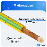 15m Earthing Cable 16mm2 H07V-K PVC green-yellow flexible Co