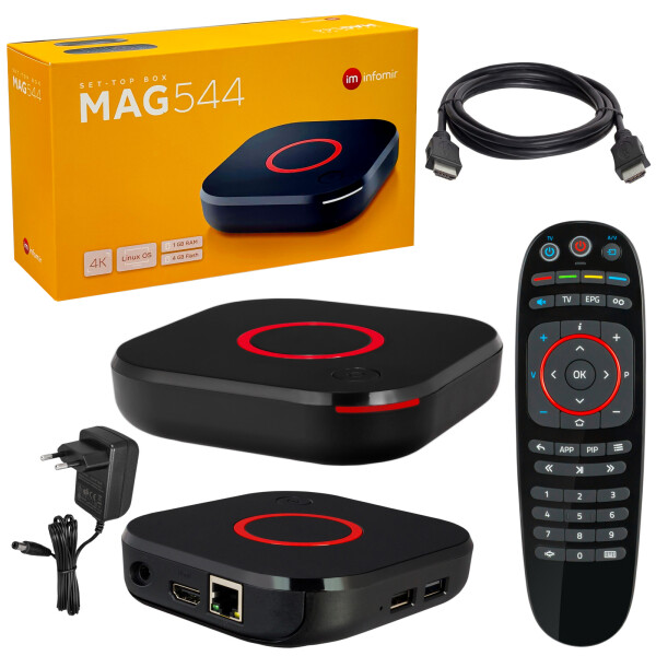 NEW MAG 544 IPTV Set Top Box with 4K and HEVC H 265 Linux, 89,90