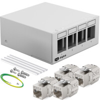 Patchpanel 4 port with 4 x Keystone module Cat 7 light gray 