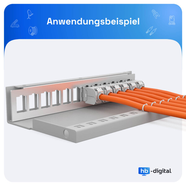 Patchpanel 12 Port Patchfeld mit 12 x Keystone Cat 7 hellgrau, 69,90