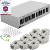 Patchpanel 8 Port mit 8 x Keystone Modul Cat 8 RJ45 Netzwerk