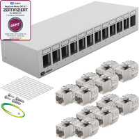 Patchpanel 12 Port mit 12 x Keystone Modul Cat 8 RJ45 Netzwe