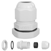 Metric cable gland M20x1.5 plastic white