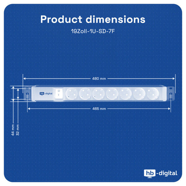 7-way rack socket strip 1U | hb-digital, 28,90