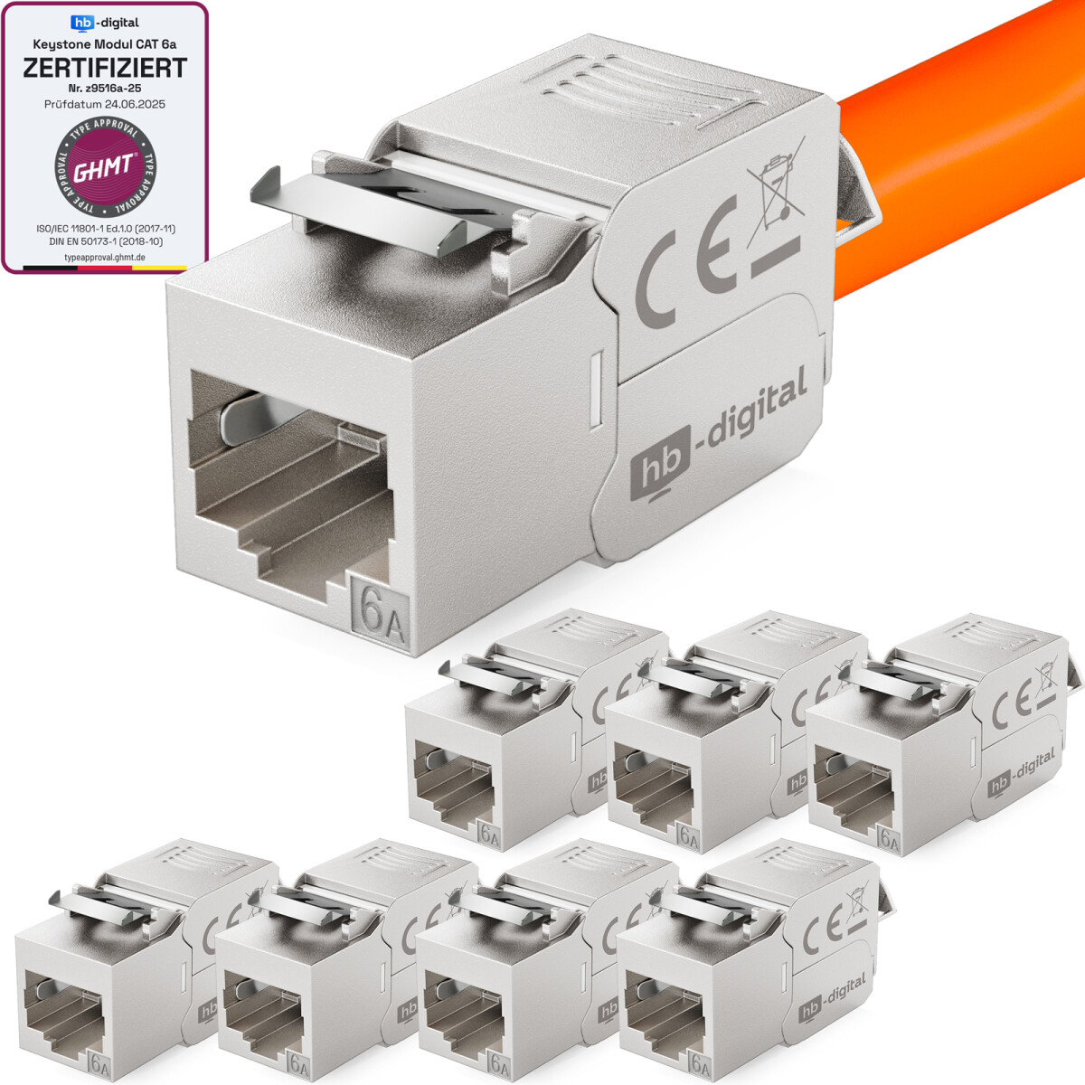 8x Module keystone CAT 6a RJ45 GHMT certifié LSA sans outil, 21,90