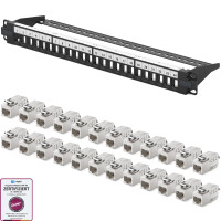 Patchpanel 19 zoll / Patchfeld 24-Port mit CAT.6a RJ45...