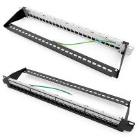 Patchpanel 19 zoll / Patchfeld 24-Port mit CAT.6a RJ45 Keyst