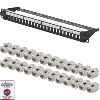 Patchpanel 19 zoll / Patchfeld 24-Port mit CAT.8.1 RJ45...