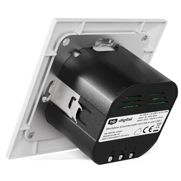 Prise De Courant USB Encastrable Avec Prise USB (max. System 55 Prise Murale à Contact De Protection Pour Smartphone MP3 Blanc Brillant 2 A