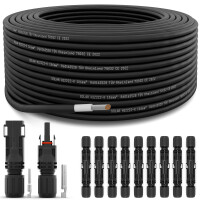 100m de câble solaire 6mm² en noir + 10x paires d