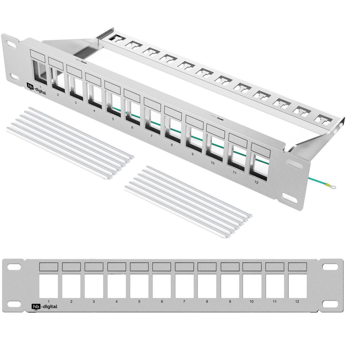Patch panel 10 inch 12-port for Keystone modules gray | hb-digital.de ...