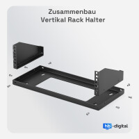 19-inch 2U Wall Mount Bracket – Vertical Rack in Black