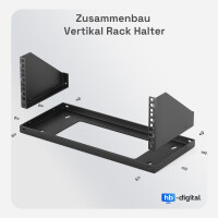19-inch 3U Wall Mount Bracket – Vertical Rack in Black
