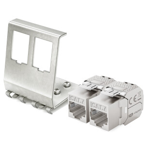 2-Port Hutschienenadapter mit CAT.7 Keystone Modul RJ45