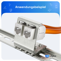 2-port top-hat rail adapter with CAT.7 Keystone module RJ45 