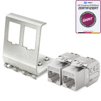 Adaptateur rail DIN 2-Port avec module CAT 8.1 Keystone RJ45