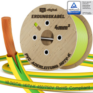 5m - 500m Erdungskabel 4mm2 flexibel H07V-K PVC Aderleitung 