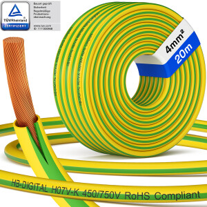 20m Erdungskabel 4mm2 flexibel H07V-K PVC Aderleitung...