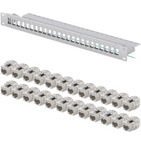 Patch panel 24-port with Cat.7 RJ45 Keystone modules 19&quot