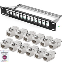 Patchpanel 10 zoll / Patchfeld 12-Port mit CAT.6a RJ45...