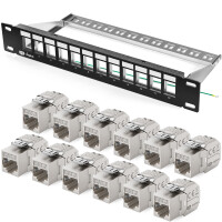 10" Patch panel 12-port with Cat.7 Keystone...