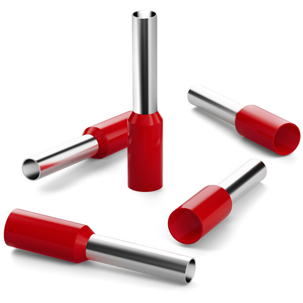 Hilpress Aderendhülsen 1mm² rot lang Hülse 12mm isoliert 1mm2 100 Stück