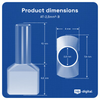 Embout de Câblage double 2,5 mm2 x 10 mm - Isol&eacute