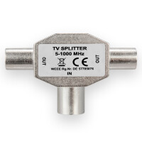 TV Splitter T-Verteiler 2x Stecker und 1x Kupplung