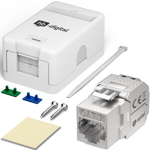 Netzwerkdose Aufputz Set - Anschlussbox 1-Port + Keystone Mo