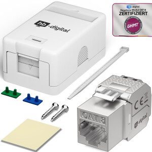 Netzwerkdose Aufputz Set - Anschlussbox 1-Port + Keystone Mo
