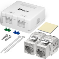 Netzwerkdose Aufputz Set - Anschlussbox 2-Port + Keystone Mo