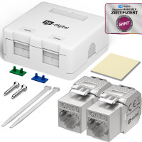Netzwerkdose Aufputz Set - Anschlussbox 2-Port + Keystone Mo