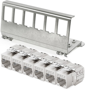 Adaptateur rail DIN 6-Port avec module CAT.7 Keystone RJ45