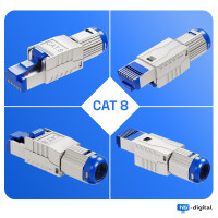 4 Pcs. Connecteur réseau RJ45 CAT 8 avec support PoE 